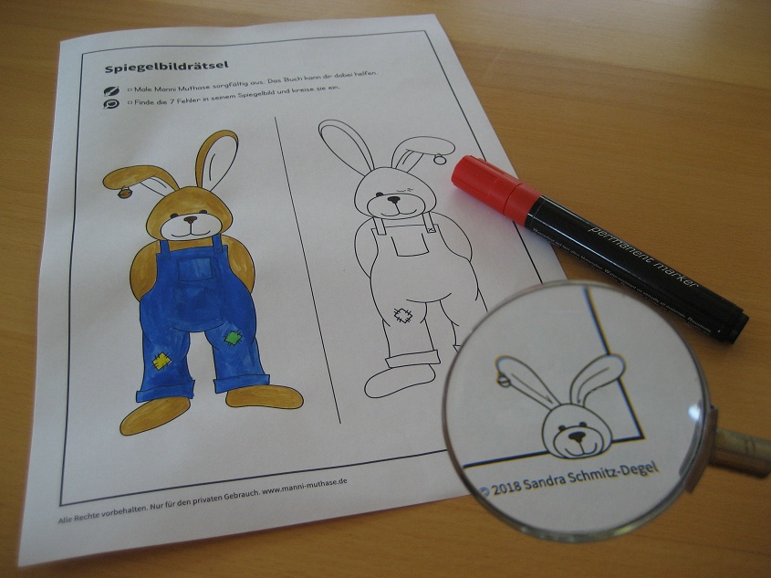 Spiegelbildrätsel mit Manni Muthase für Kinder
