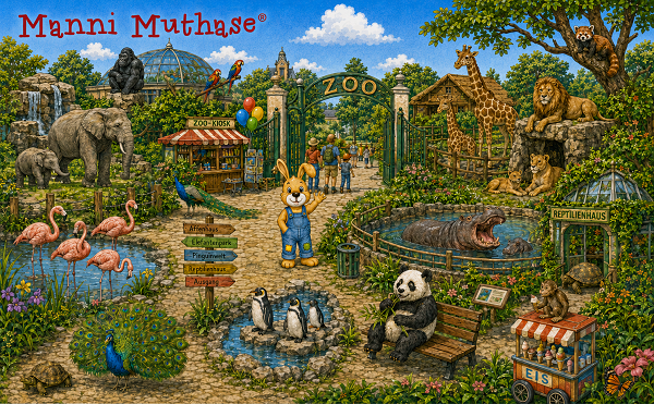 Wimmelbild Manni Muthase im Zoo